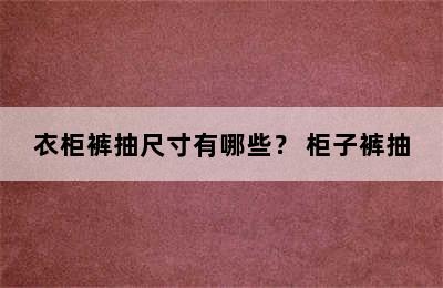 衣柜裤抽尺寸有哪些？ 柜子裤抽